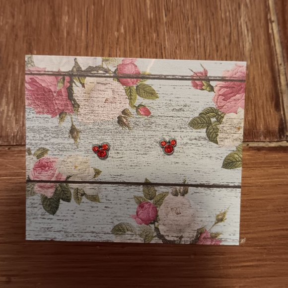 FREE WITH PURCHASE Mickey Mouse Stud Earrings Red July Birthstone Ruby - Picture 2 of 3